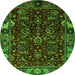 Round Machine Washable Abstract Green Modern Area Rugs, wshabs4084grn