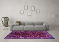 Machine Washable Abstract Purple Modern Rug, wshabs4084pur