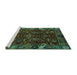 Sideview of Machine Washable Abstract Turquoise Modern Area Rugs, wshabs4084turq