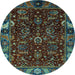 Round Machine Washable Abstract Light Blue Modern Rug, wshabs4084lblu