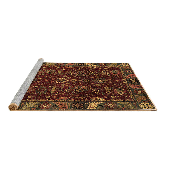 Sideview of Machine Washable Abstract Brown Modern Rug, wshabs4084brn