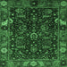 Square Abstract Emerald Green Modern Rug, abs4084emgrn