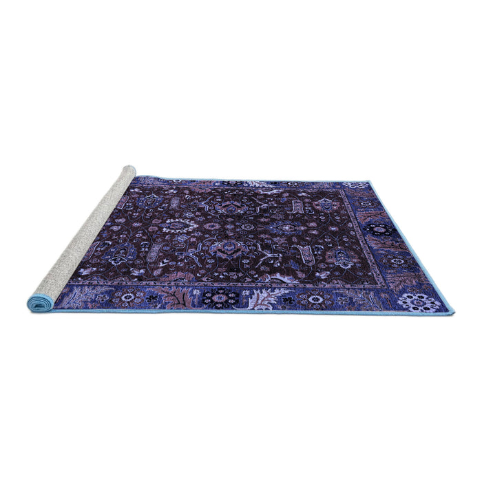 Sideview of Machine Washable Abstract Blue Modern Rug, wshabs4084blu