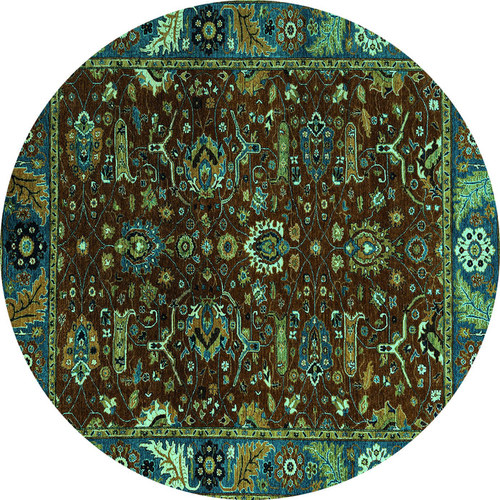 Round Abstract Turquoise Modern Rug, abs4084turq