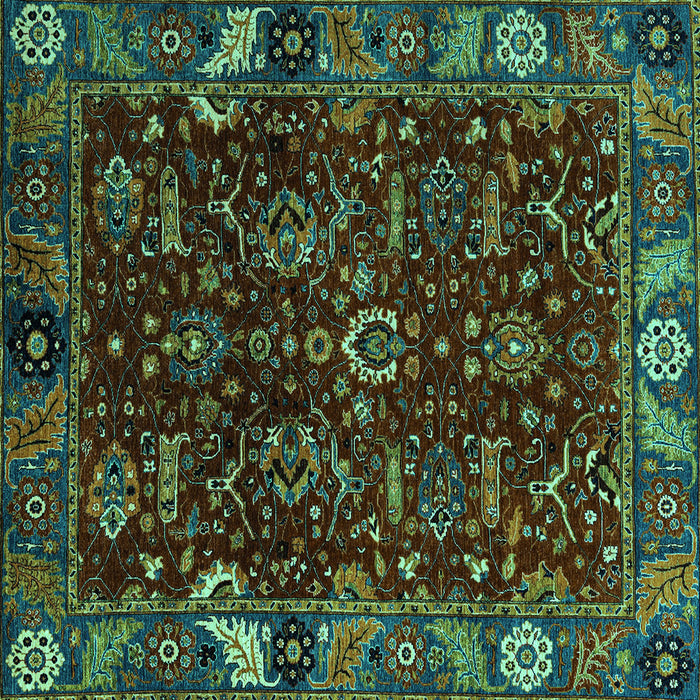 Square Abstract Turquoise Modern Rug, abs4084turq