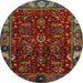 Round Machine Washable Abstract Brown Rug, wshabs4084