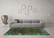 Machine Washable Abstract Turquoise Modern Area Rugs in a Living Room,, wshabs4084turq