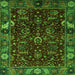 Square Machine Washable Abstract Green Modern Area Rugs, wshabs4084grn