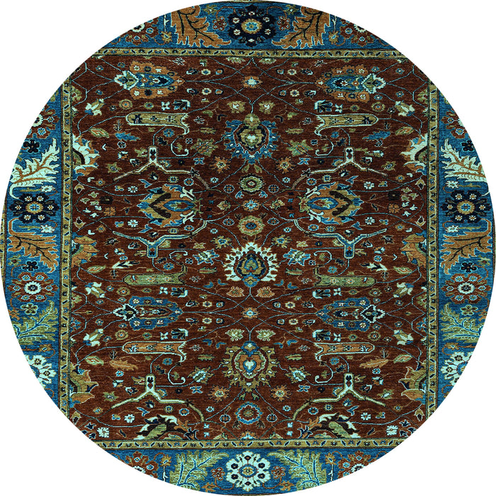 Round Abstract Light Blue Modern Rug, abs4084lblu