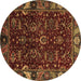 Round Machine Washable Abstract Brown Modern Rug, wshabs4084brn