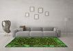 Machine Washable Abstract Green Modern Area Rugs in a Living Room,, wshabs4084grn