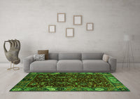 Machine Washable Abstract Green Modern Rug, wshabs4084grn