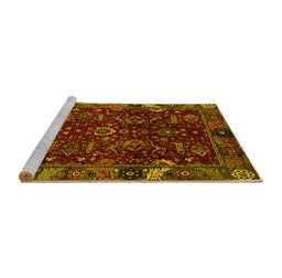 Sideview of Machine Washable Abstract Yellow Modern Rug, wshabs4084yw