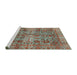 Sideview of Machine Washable Abstract Brown Red Rug, wshabs4085