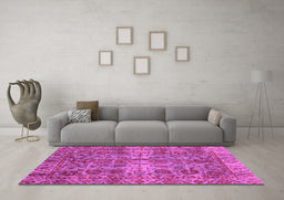 Machine Washable Abstract Pink Modern Rug in a Living Room, wshabs4085pnk