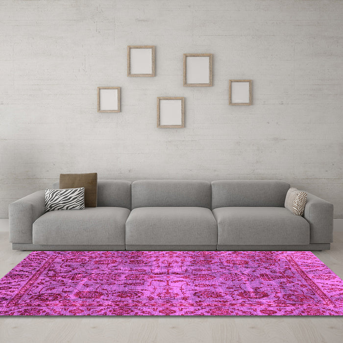 Machine Washable Abstract Pink Modern Rug in a Living Room, wshabs4085pnk