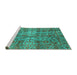 Sideview of Machine Washable Abstract Turquoise Modern Area Rugs, wshabs4085turq