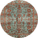 Round Abstract Brown Red Modern Rug, abs4085