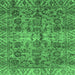 Square Machine Washable Abstract Emerald Green Modern Area Rugs, wshabs4085emgrn