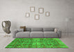 Machine Washable Abstract Green Modern Area Rugs in a Living Room,, wshabs4085grn