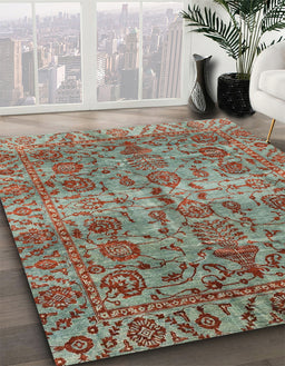 Abstract Brown Red Modern Rug in Family Room, abs4085