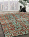 Machine Washable Abstract Brown Red Rug in a Family Room, wshabs4085