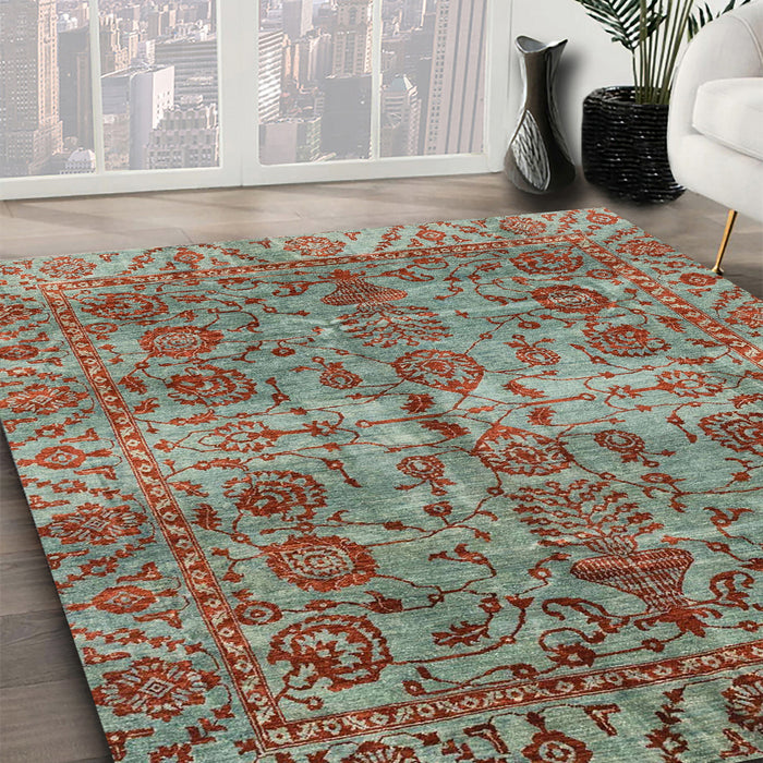 Machine Washable Abstract Brown Red Rug in a Family Room, wshabs4085