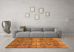 Machine Washable Abstract Orange Modern Area Rugs in a Living Room, wshabs4085org