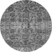 Round Machine Washable Abstract Gray Modern Rug, wshabs4085gry