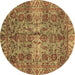 Round Abstract Brown Modern Rug, abs4085brn