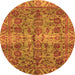 Round Abstract Orange Modern Rug, abs4085org