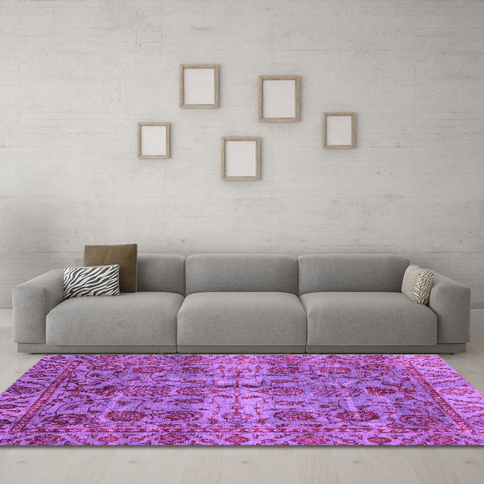 Machine Washable Abstract Purple Modern Area Rugs in a Living Room, wshabs4085pur