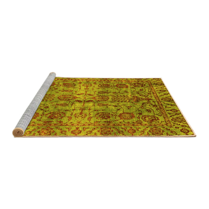 Sideview of Machine Washable Abstract Yellow Modern Rug, wshabs4085yw