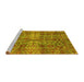 Sideview of Machine Washable Abstract Yellow Modern Rug, wshabs4085yw