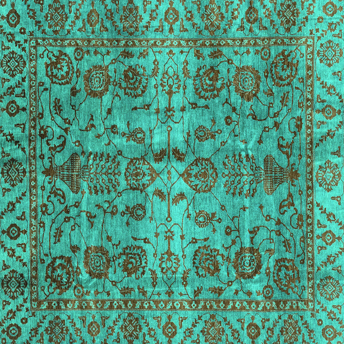Square Machine Washable Abstract Turquoise Modern Area Rugs, wshabs4085turq
