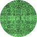 Round Abstract Emerald Green Modern Rug, abs4085emgrn