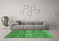 Machine Washable Abstract Emerald Green Modern Rug, wshabs4085emgrn