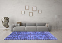 Machine Washable Abstract Blue Modern Rug, wshabs4085blu