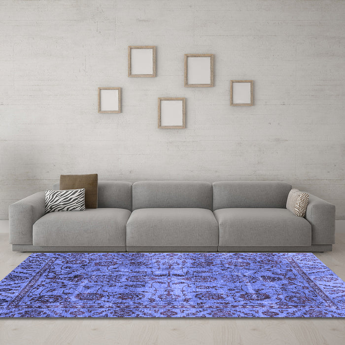 Machine Washable Abstract Blue Modern Rug in a Living Room, wshabs4085blu