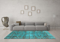 Machine Washable Abstract Light Blue Modern Rug, wshabs4085lblu