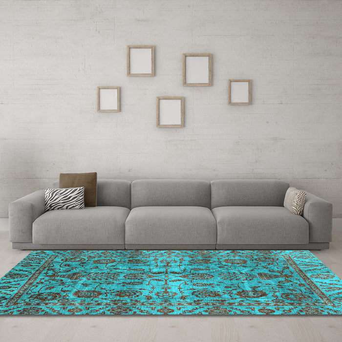 Machine Washable Abstract Light Blue Modern Rug in a Living Room, wshabs4085lblu