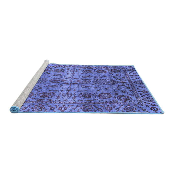 Sideview of Machine Washable Abstract Blue Modern Rug, wshabs4085blu
