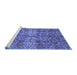 Sideview of Machine Washable Abstract Blue Modern Rug, wshabs4085blu