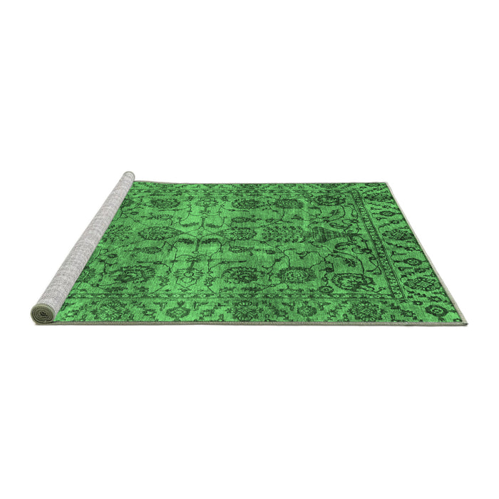 Sideview of Machine Washable Abstract Emerald Green Modern Area Rugs, wshabs4085emgrn
