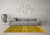 Machine Washable Abstract Yellow Modern Rug, wshabs4085yw