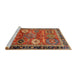 Sideview of Machine Washable Abstract Tomato Red Rug, wshabs4086