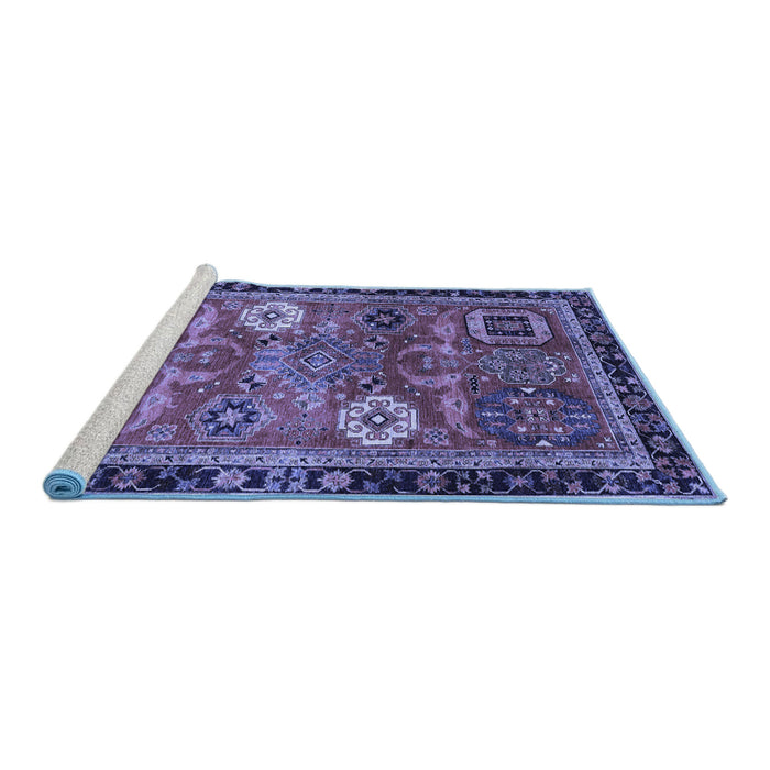 Sideview of Machine Washable Abstract Blue Modern Rug, wshabs4086blu