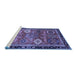 Sideview of Machine Washable Abstract Blue Modern Rug, wshabs4086blu