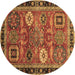 Round Machine Washable Abstract Brown Modern Rug, wshabs4086brn