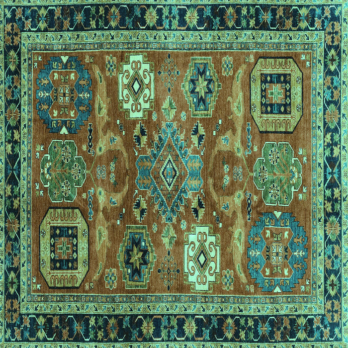 Square Machine Washable Abstract Turquoise Modern Area Rugs, wshabs4086turq